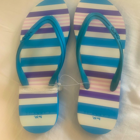 Coach Flip Flops Royal Blue Sandals Shoes size 9 NWT - Picture 3 of 14